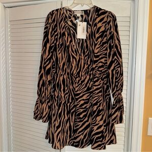 Love Riche Zebra Print Long Sleeve Dress NWT